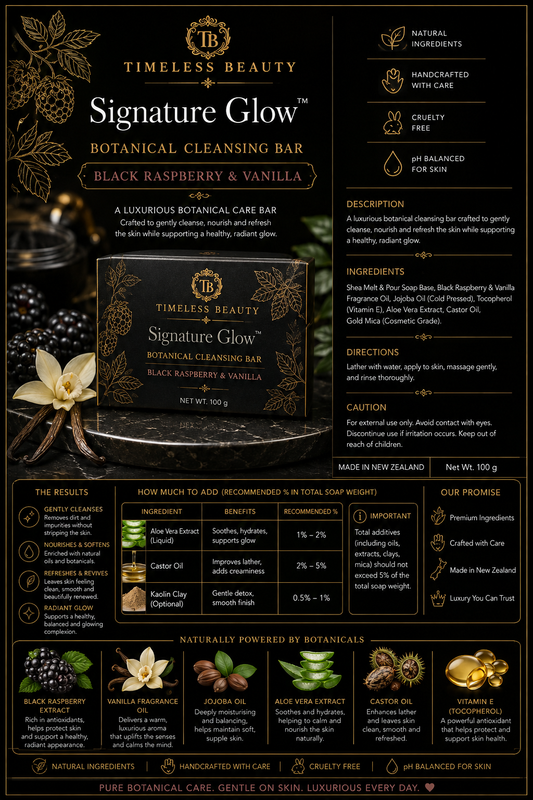 Timeless Beauty Signature Glow™ Black Raspberry & Vanilla Luxury Soap Shea Butter Based Cleansing Bar